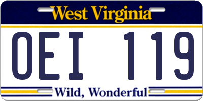 WV license plate OEI119
