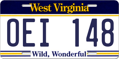 WV license plate OEI148