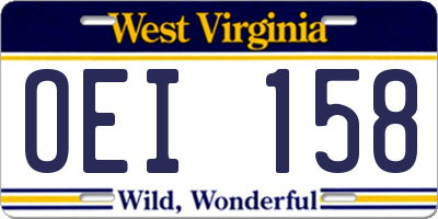 WV license plate OEI158