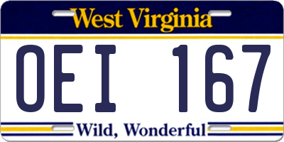 WV license plate OEI167