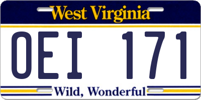 WV license plate OEI171