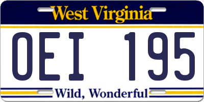WV license plate OEI195