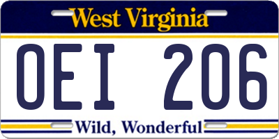 WV license plate OEI206
