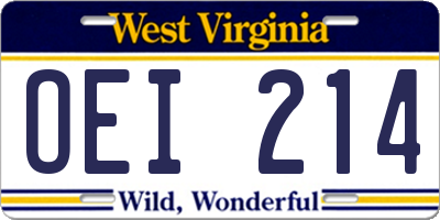 WV license plate OEI214