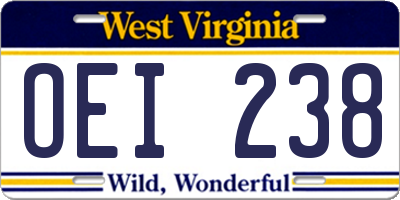 WV license plate OEI238