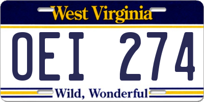 WV license plate OEI274