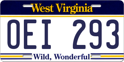 WV license plate OEI293