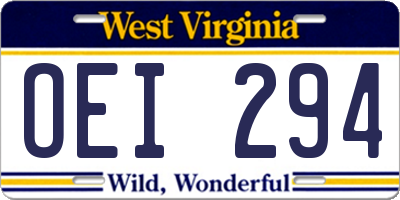 WV license plate OEI294