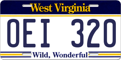 WV license plate OEI320
