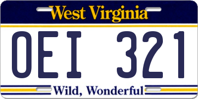 WV license plate OEI321