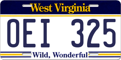 WV license plate OEI325