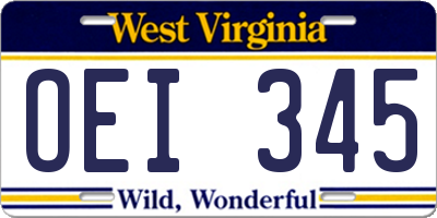 WV license plate OEI345