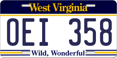 WV license plate OEI358