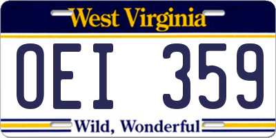 WV license plate OEI359