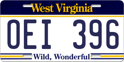 WV license plate OEI396