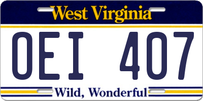 WV license plate OEI407