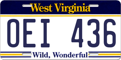 WV license plate OEI436