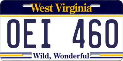 WV license plate OEI460
