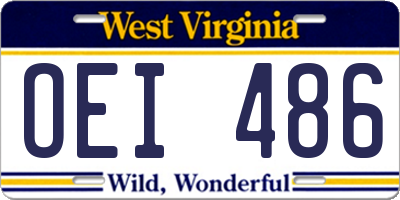 WV license plate OEI486