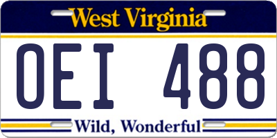 WV license plate OEI488