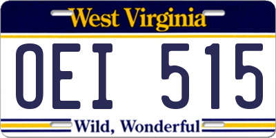 WV license plate OEI515