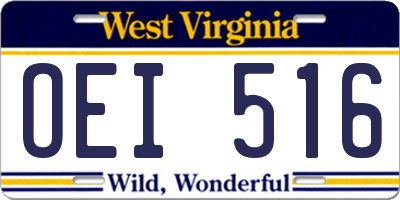 WV license plate OEI516