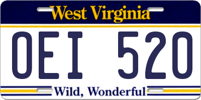 WV license plate OEI520