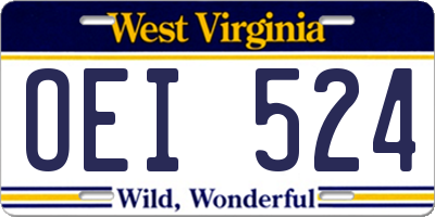 WV license plate OEI524