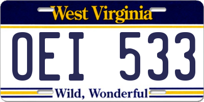WV license plate OEI533