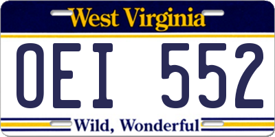 WV license plate OEI552