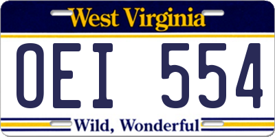 WV license plate OEI554