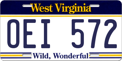 WV license plate OEI572