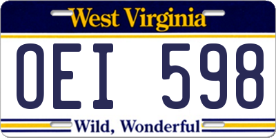 WV license plate OEI598