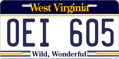 WV license plate OEI605