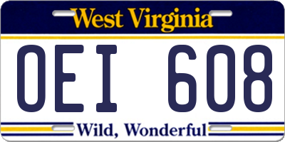 WV license plate OEI608
