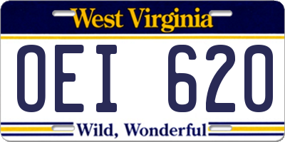 WV license plate OEI620