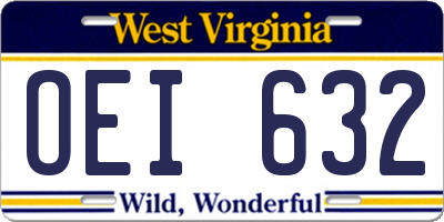 WV license plate OEI632