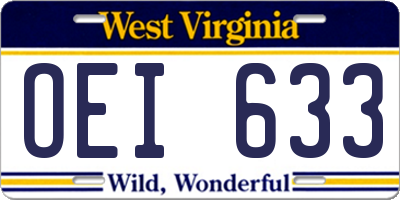 WV license plate OEI633