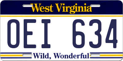 WV license plate OEI634