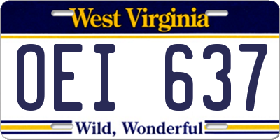 WV license plate OEI637