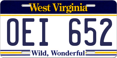 WV license plate OEI652
