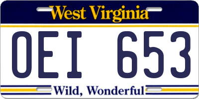 WV license plate OEI653