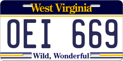 WV license plate OEI669