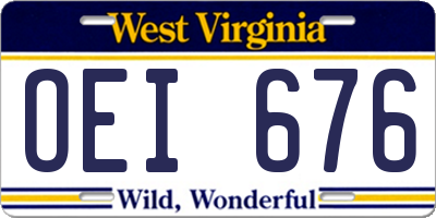 WV license plate OEI676