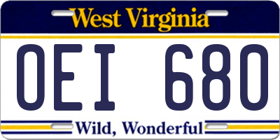 WV license plate OEI680