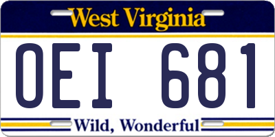 WV license plate OEI681