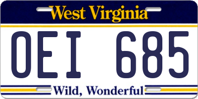 WV license plate OEI685