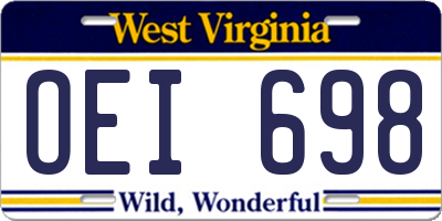 WV license plate OEI698