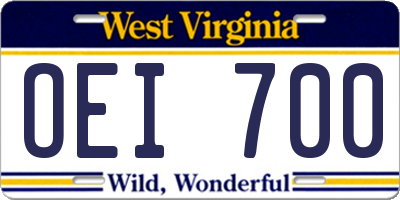 WV license plate OEI700