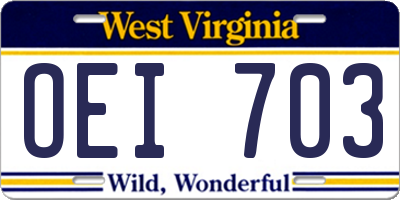 WV license plate OEI703